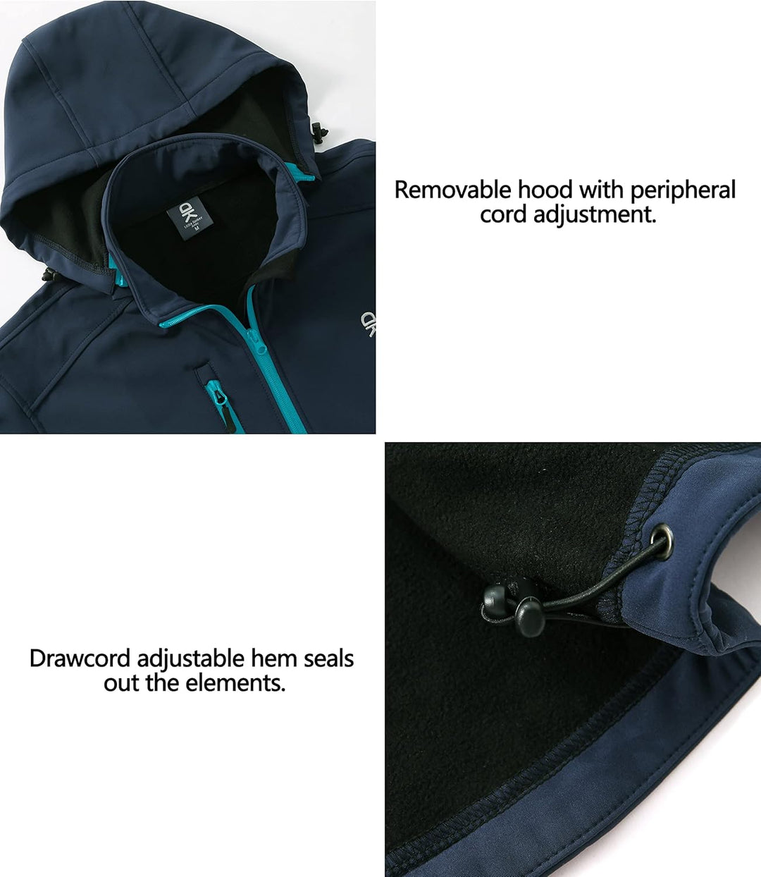 Little Donkey Andy Softshelljacke für Damen mit abnehmbarer Kapuze, Fleecefutter und Wasserabweisend
