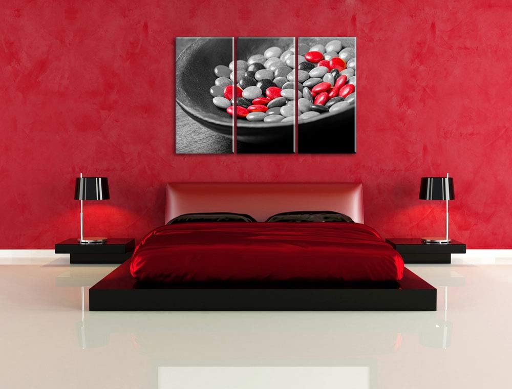Schokolade Smarties Schoko Süssigkeiten schwarz/weiss 3-Teiler Leinwandbild 120x80 Bild auf Leinwand