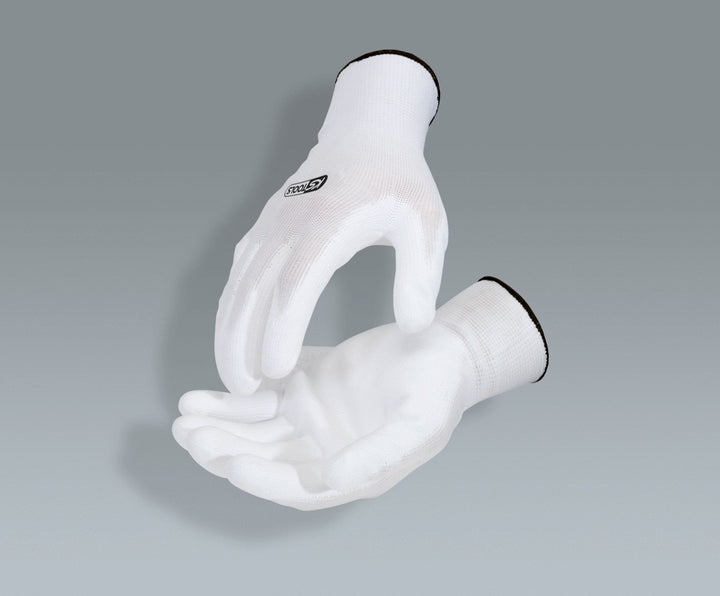 KS Tools 310.0455 Mikro-Feinstrickhandschuhe-weiss, XL, 12 Paar, XL
