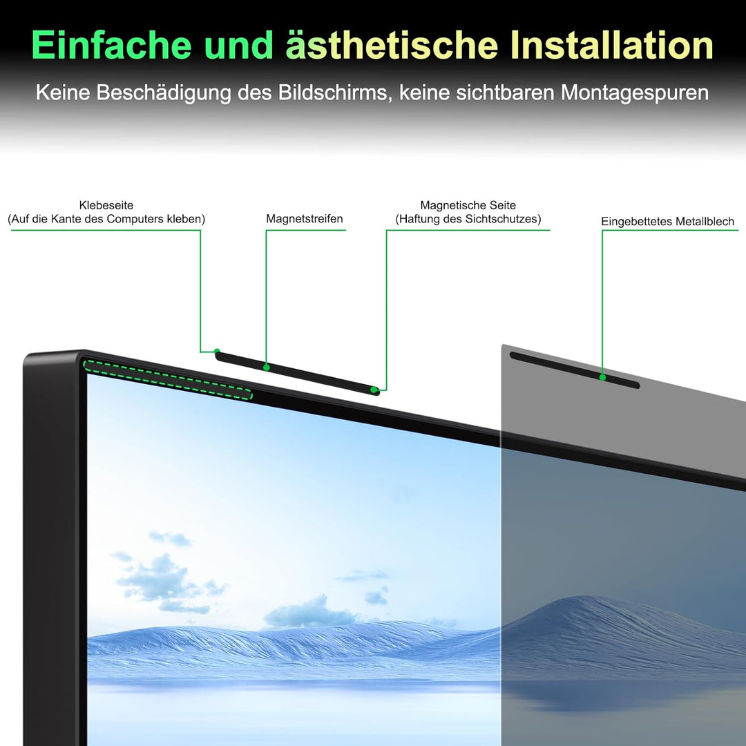 2 STÜCK 24 Zoll Bildschirm Magnetischer Blickschutzfilter für 16:9 Seitenverhältnis, Blendfrei Blaul