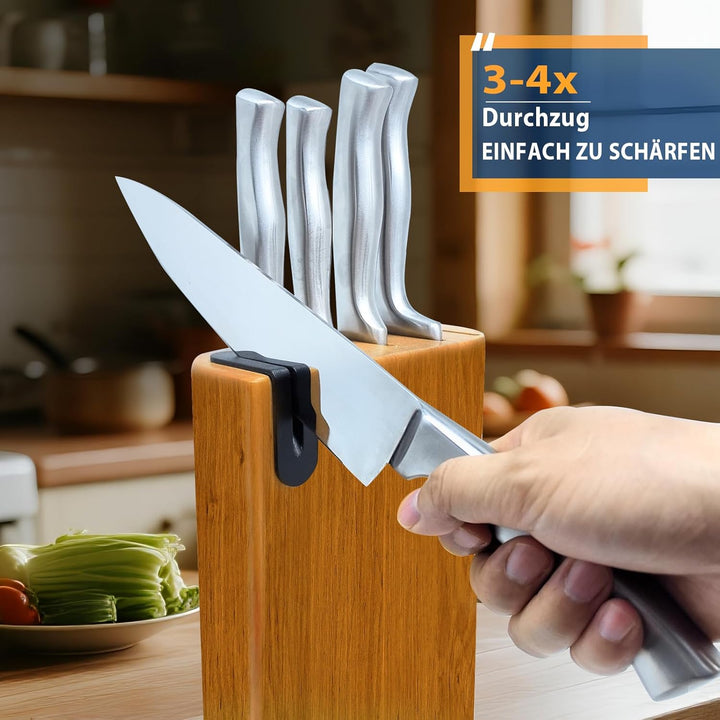 Messerblock Set - Fimaten 6-teilig Messerset mit Block - Messerblöcke aus Holz - Profi Edelstahl Küc