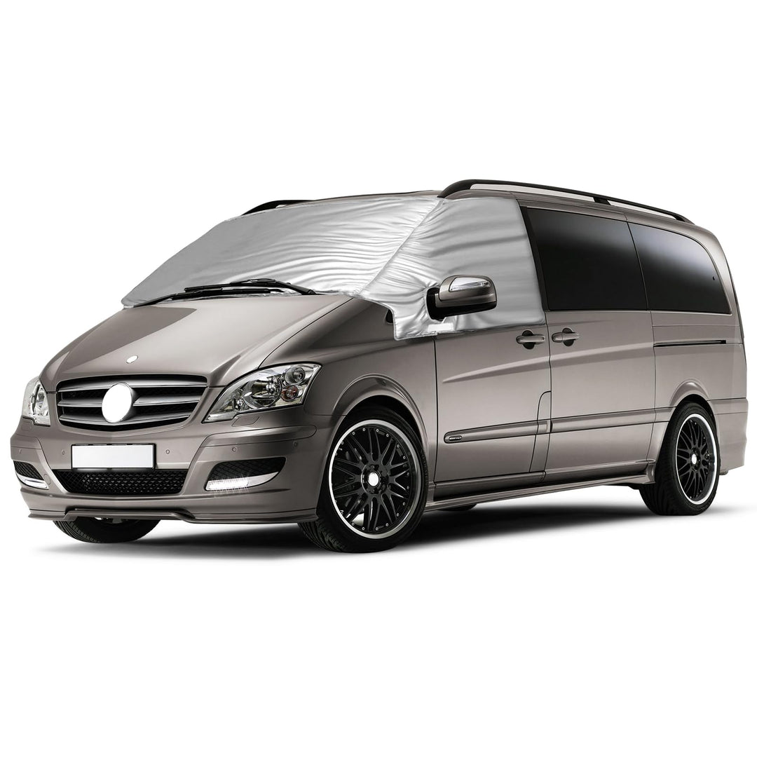 Externe Thermo Scheibenabdeckung passend für Mercedes-Benz Viano/Vito W639 2003-2014, Luxus Silber W