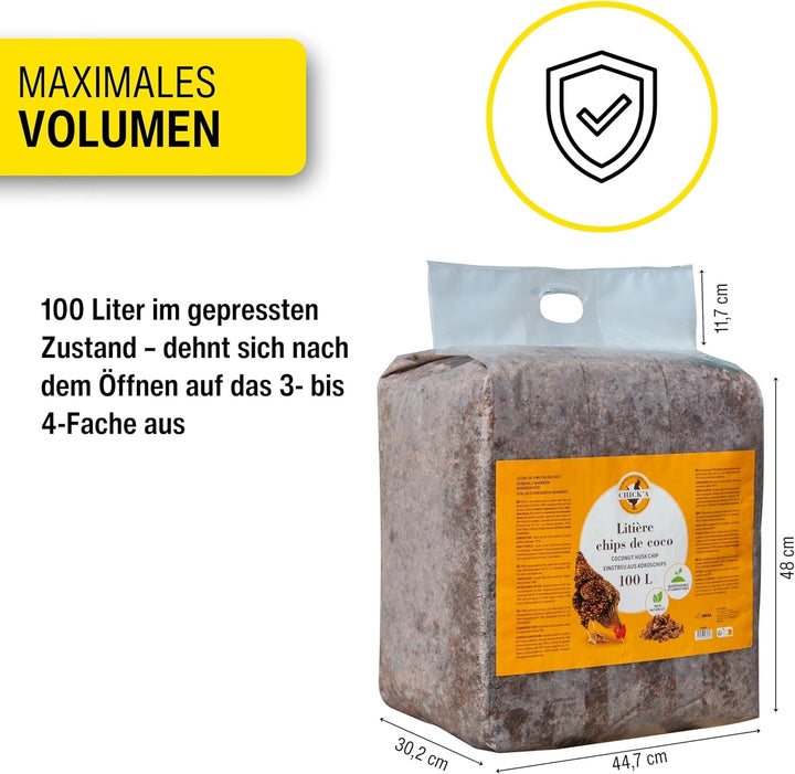horizont Kokoseinstreu 100 L grob | biologisch abbaubar und kompostierbar, Kokoschips, für Geflügel,
