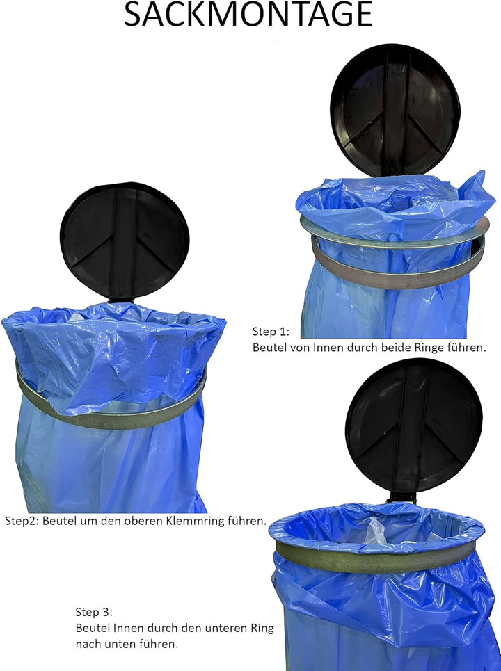 QUICK STAR Doppel Müllsackständer verzinkt mit 4 Rollen 120 Liter Ständer Müllbeutelhalter Müllsackh