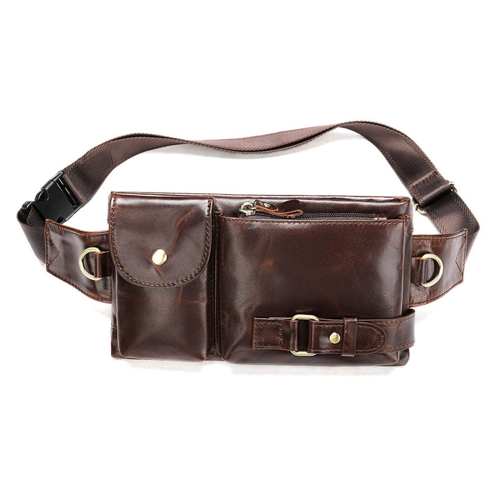 FANDARE Retro Bauchtasche Brusttasche Gürteltasche Hüfttasche Sport Leder Sling Bag Umhängetaschen H