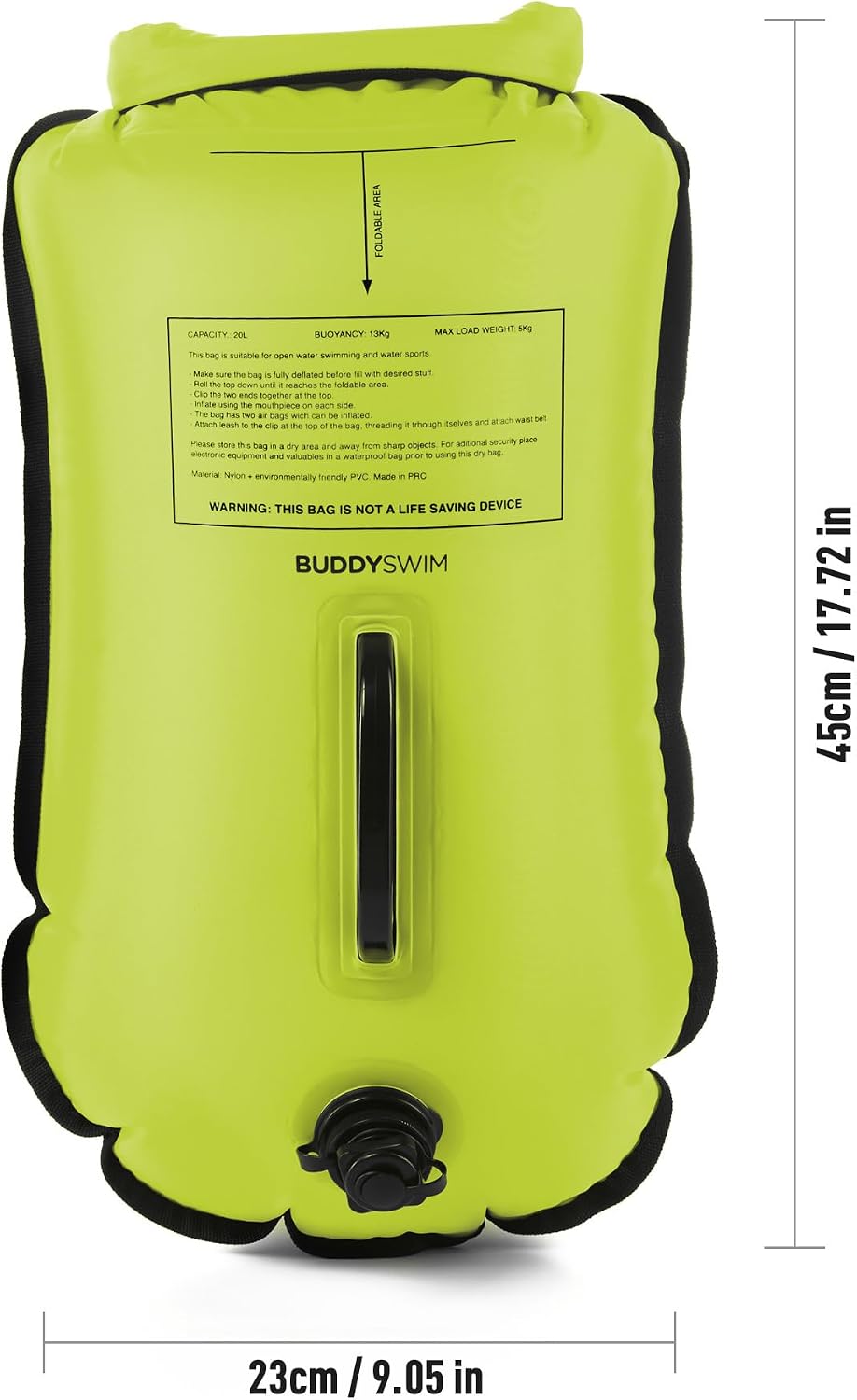 Set Freiwasser Schwimmboje 20 Liter und Badekappe. Sicherheitsschwimmboje für das Schwimmen im offen