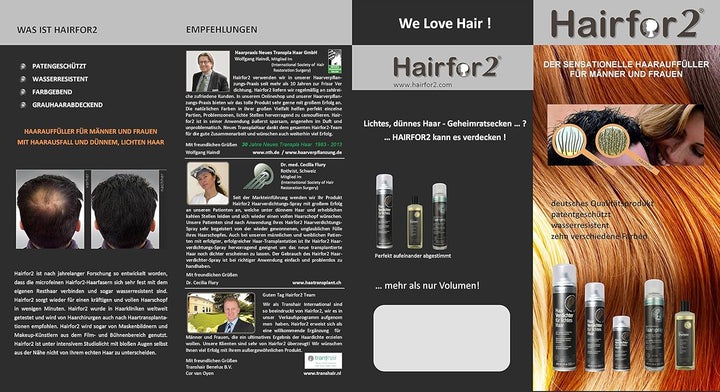 Hairfor2 Haarverdichtungsspray gegen lichtes Haar | Haarpuder | Streuhaar | Haarauffüller | Haarausf