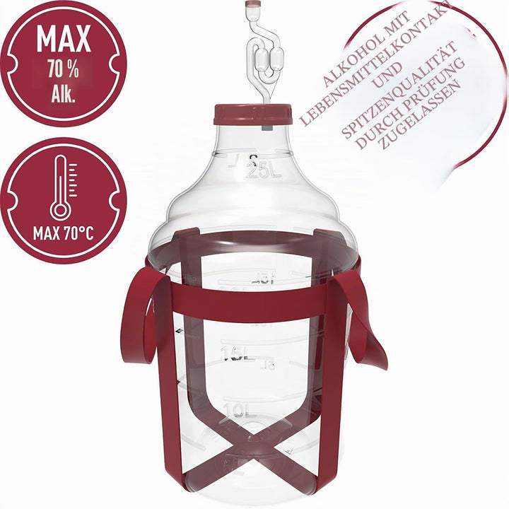 lilawelt24 25 L Gärballon Weinballon Gärbehälter Flasche Weithalsballon Gummistopfen
