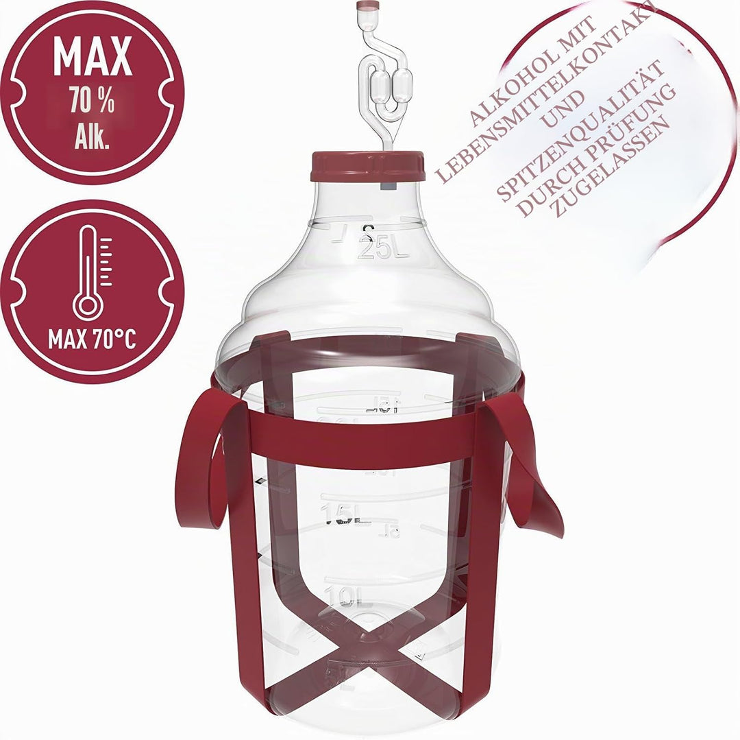 lilawelt24 25 L Gärballon Weinballon Gärbehälter Flasche Weithalsballon Gummistopfen