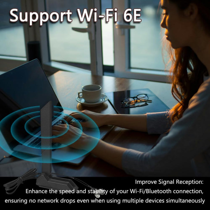 JINTAI High Gain 9dBi Tri-Band WiFi 6E Antenne mit Magnetfuss für ASUS für PC Desktop Computer - Omn