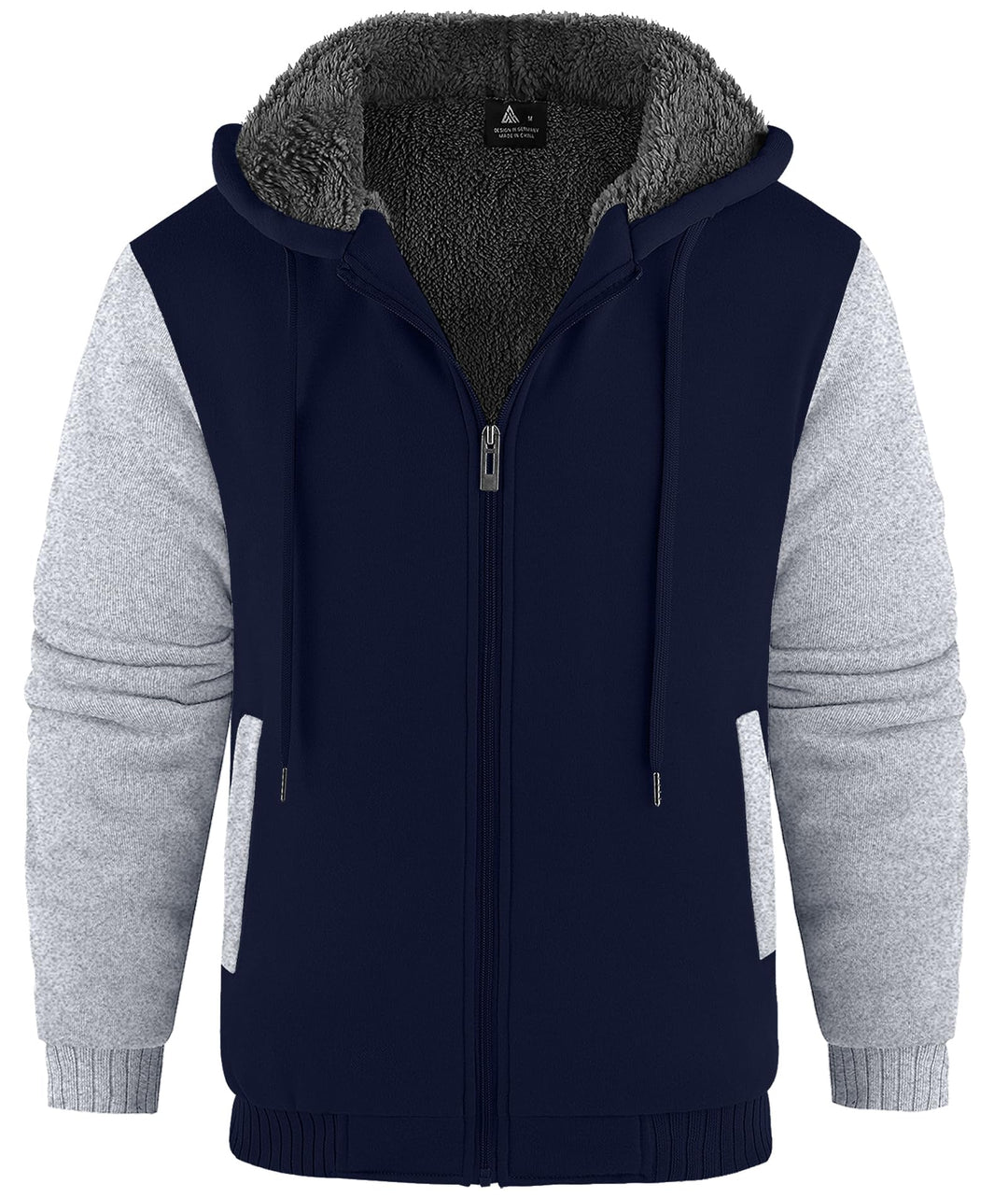 JACKETOWN Herren Kapuzenpullover Sweatshirt Reissverschluss Sweatjacke Gefüttert Hoodie Warm Fleece