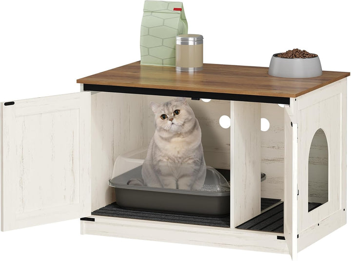 Hzuaneri Katzenklo Schrank, Katzenschrank, Katzentoilette mit Herausnehmbarer Trennwand, Katzenhaus,