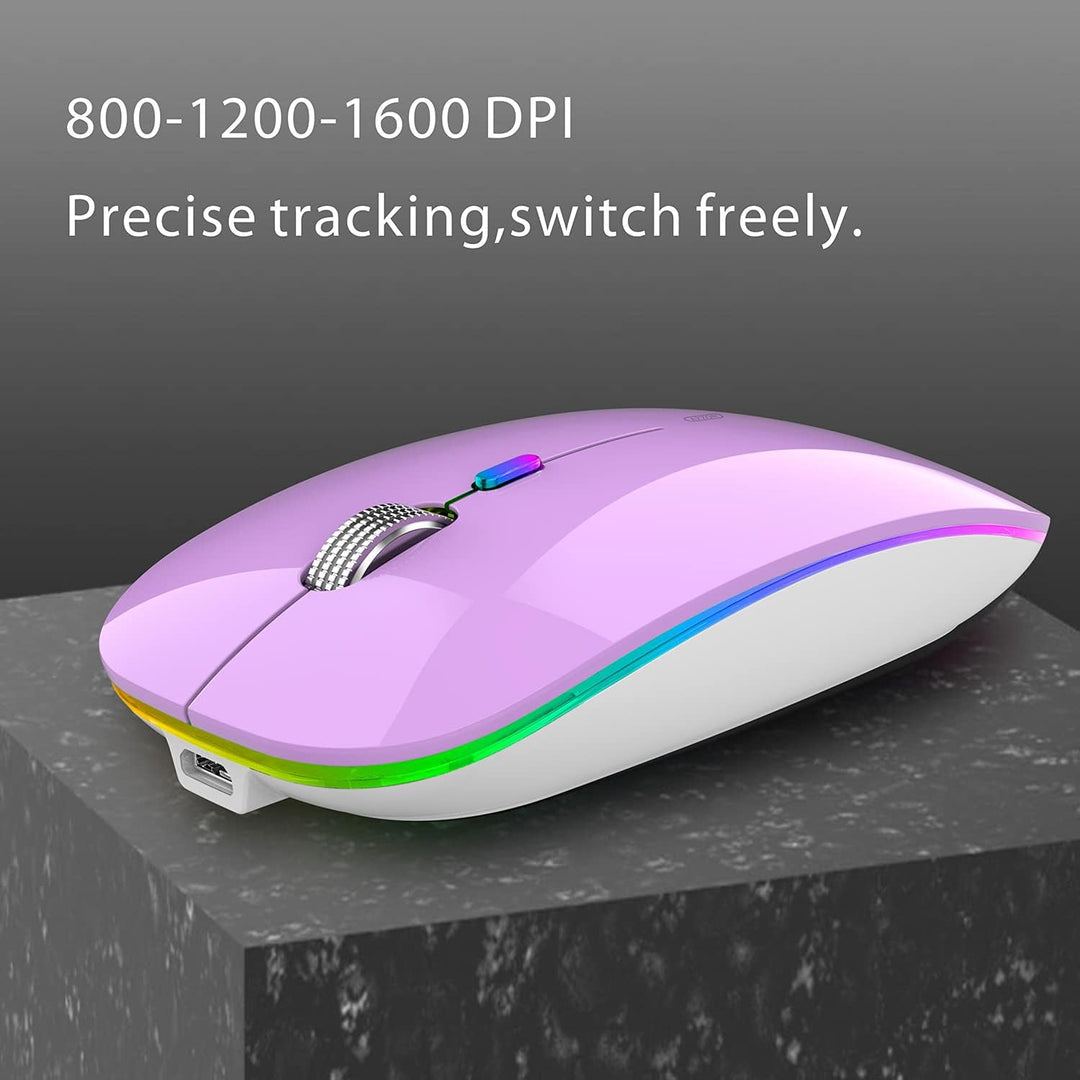 Uiosmuph Bluetooth Maus Kabellose, LED Funkmaus wiederaufladbar Leise Wireless Mouse 2.4GHz Kabellos