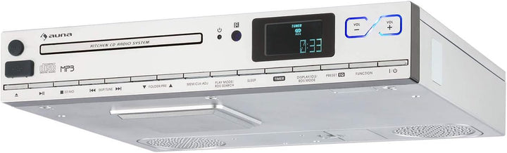 AUNA KCD-20 - Küchen-Radio, Unterbauradio, 2 x 6,5 cm Breitbandlautsprecher, MP3-CD-Player, UKW Tune