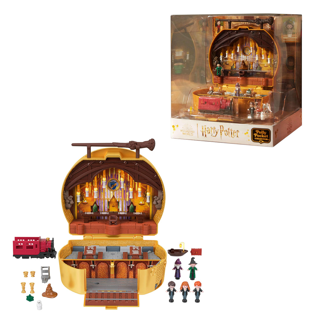 Polly Pocket Sammler-Spielset, Harry Potter-Schatulle mit 5 Puppen und 11 Zubehörteilen, HRD56 Harry