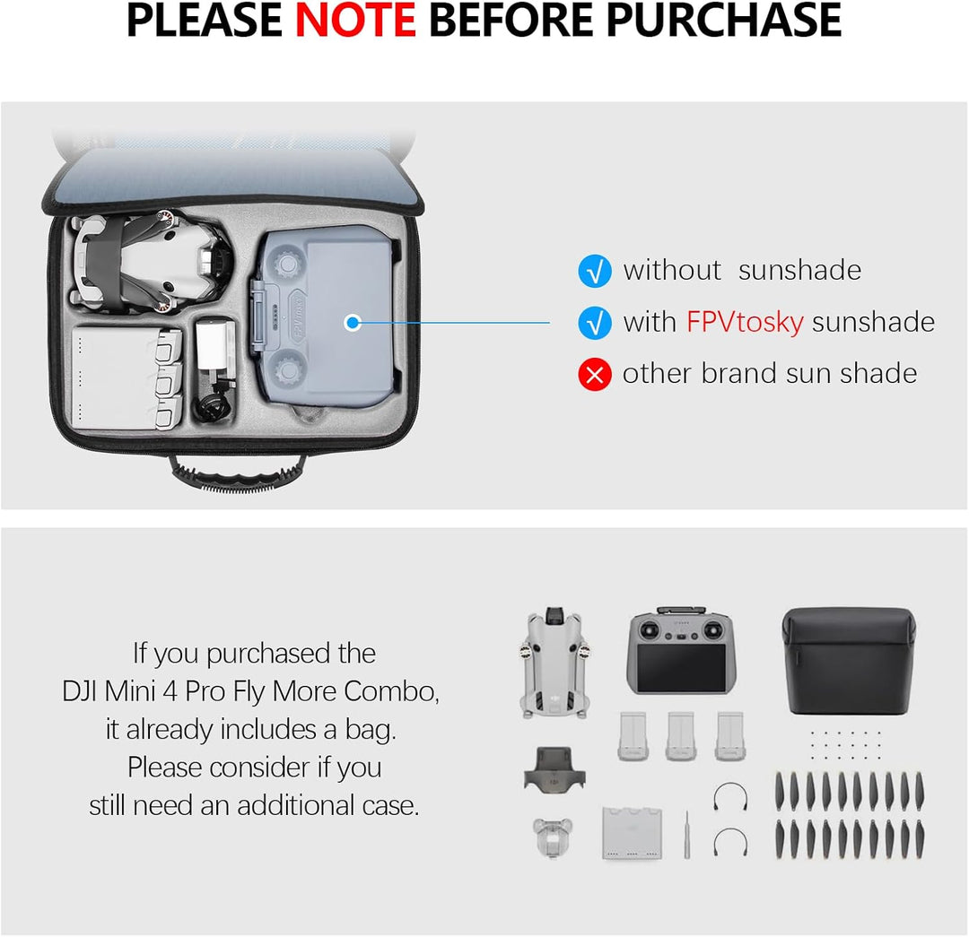FPVtosky Mini 4 Pro Tasche, Portable Travel Case, Kompakte Tragetasche mit Tragegurt für DJI Mini 4