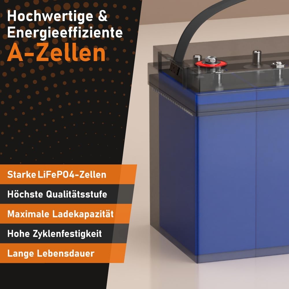EXAKT LiFePO4 100Ah 12V inkl. BMS Lithium Batterie Solarbatterie Akku Wohnmobil Solar Bootsbatterie