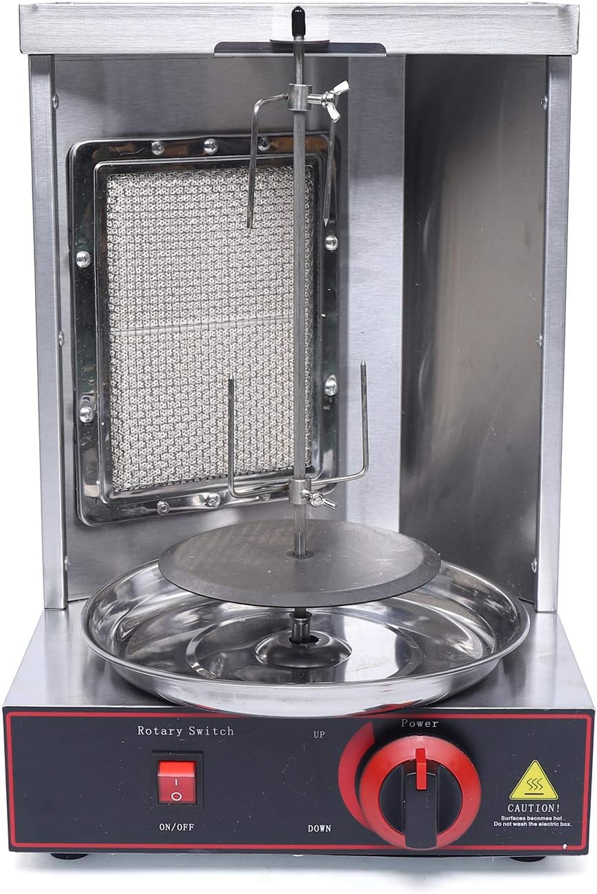 Gas Dönergrill für Zuhause, 220V 2KW Edelstahl Vertikaler Döner, Max. 10kg Tragfähigkeit Hähnchengri