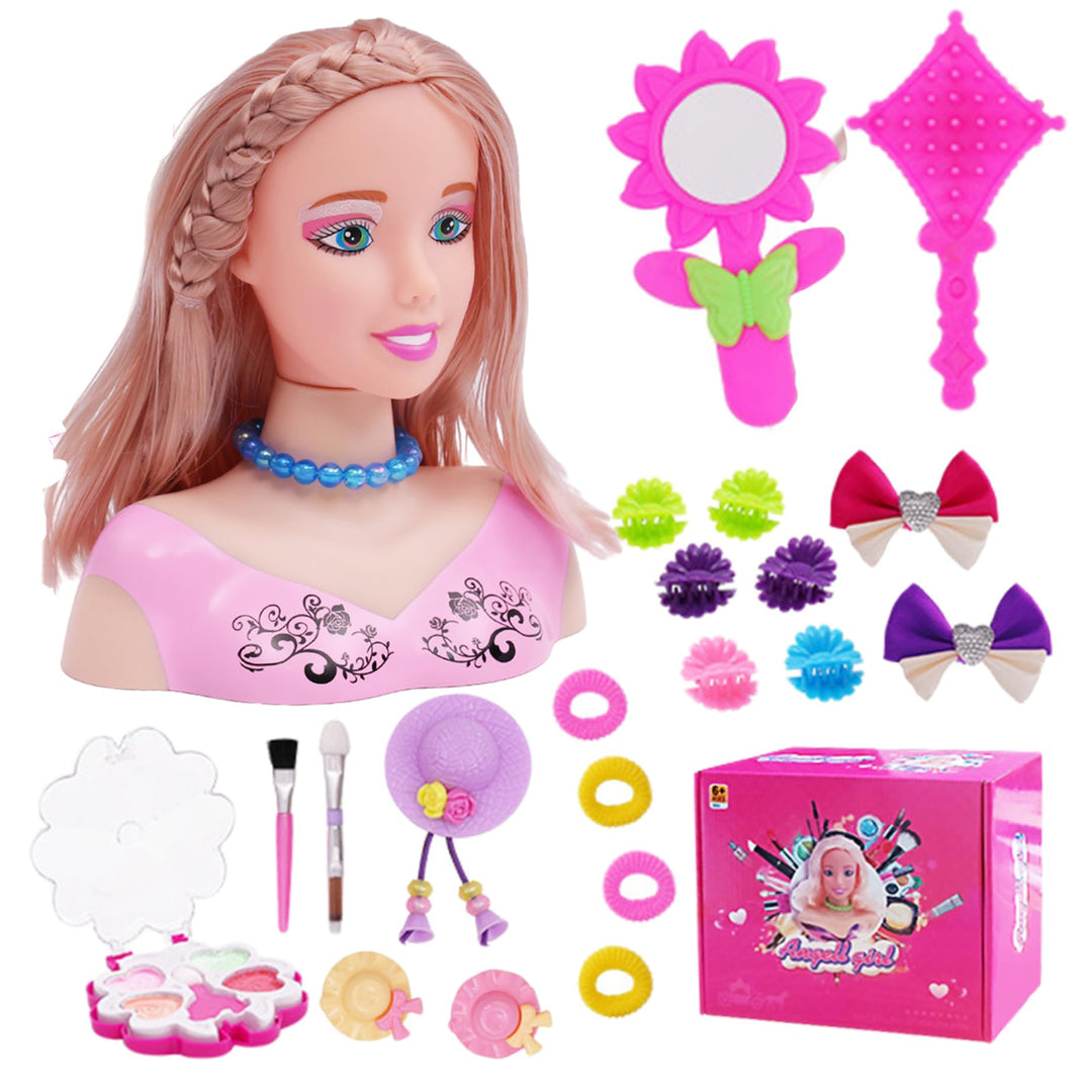 Kids Doll Head für Friseurstyling, 35pcs/Set -Styling -Kopfpuppe für Mädchen, Kopf -Styling -Puppe m