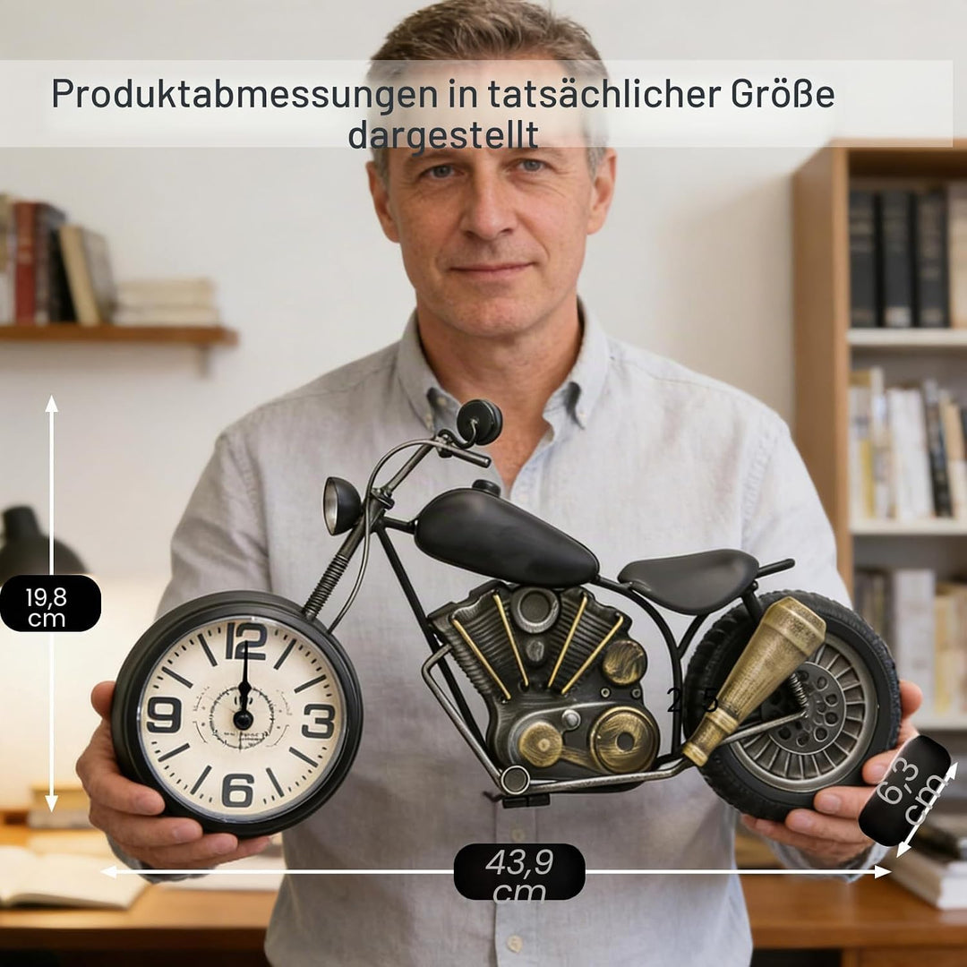 Vintage-Schreibtischuhr, Tischuhr, Motorrad-Geschenke für Männer, rustikale Bauernhaus-Dekoration, G