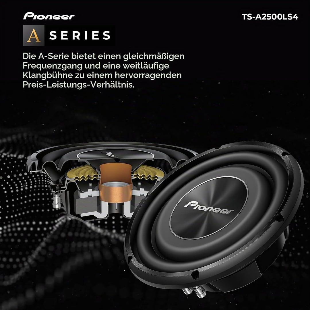 Pioneer TS-A2500LS4 Passiv Subwoofer, leistungsstarker Subwoofer mit 1200 W Maximalleistung, 25 cm,