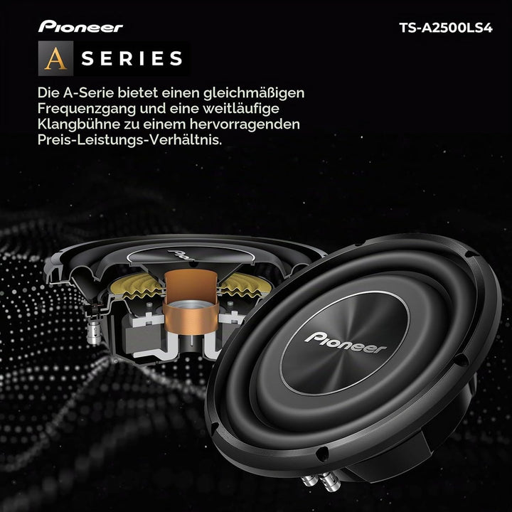 Pioneer TS-A2500LS4 Passiv Subwoofer, leistungsstarker Subwoofer mit 1200 W Maximalleistung, 25 cm,