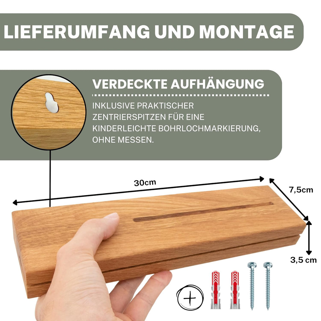 ASTREIN® | Schlüsselbrett aus Holz | Magnetisches Schlüsselbrett | Schlüsselaufbewahrung aus Eiche |