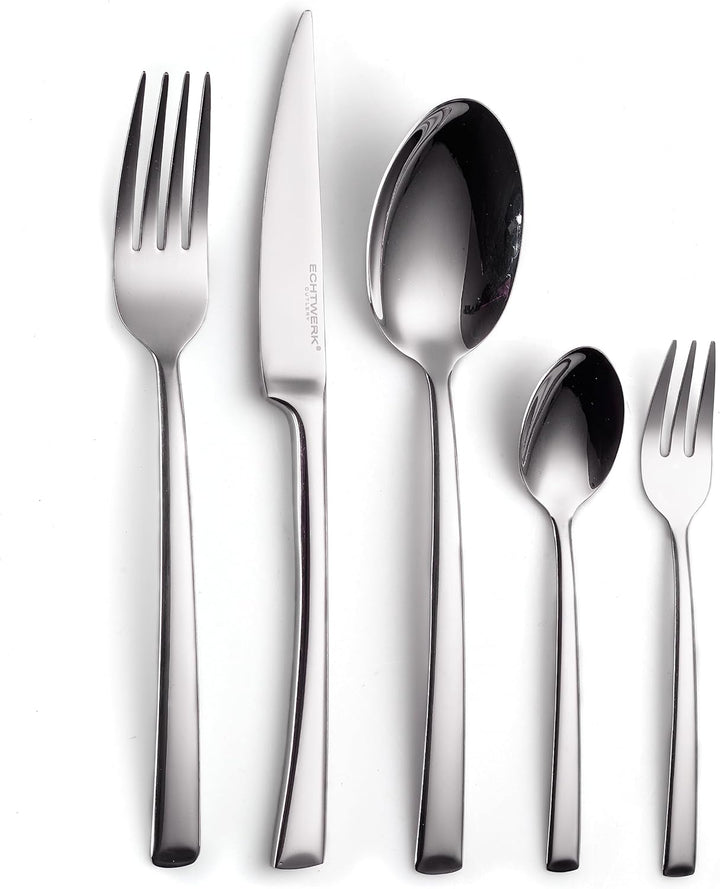 ECHTWERK Tafelbesteck Avelino, Silber Edition, 30-teilig, Essbesteck für bis zu 6 Personen, Edelstah
