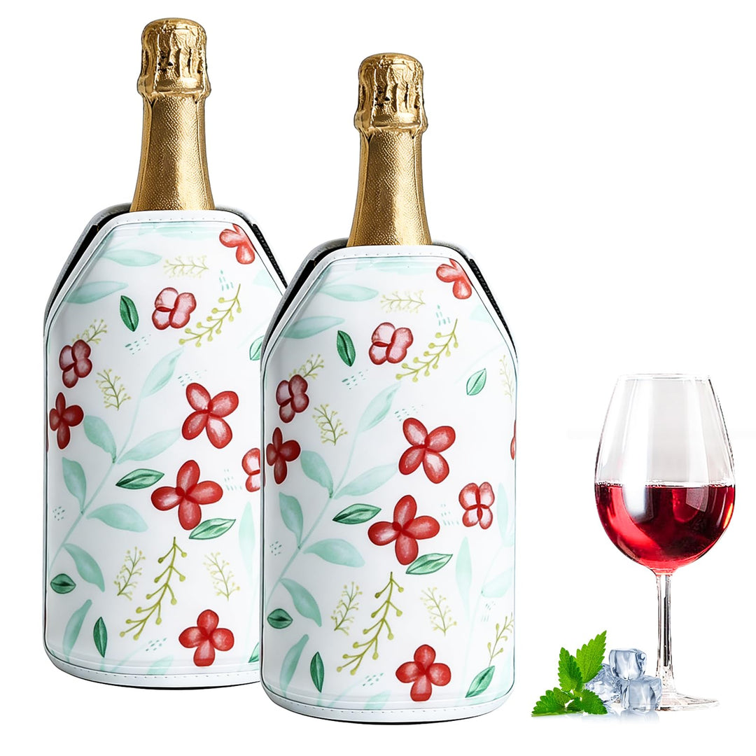 2 Stück Weinkühler Manschette, Flaschenkühler Manschette, Kühlmanschette Für Wein Mit Gummiband Und