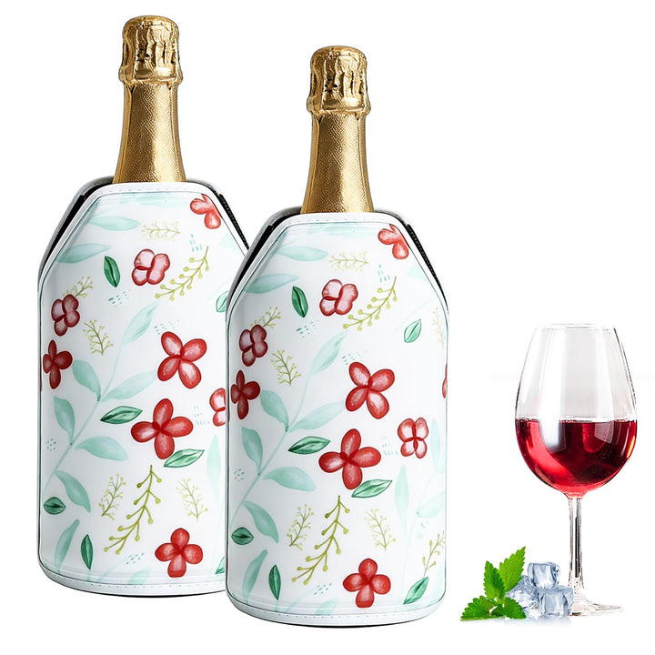 2 Stück Weinkühler Manschette, Flaschenkühler Manschette, Kühlmanschette Für Wein Mit Gummiband Und
