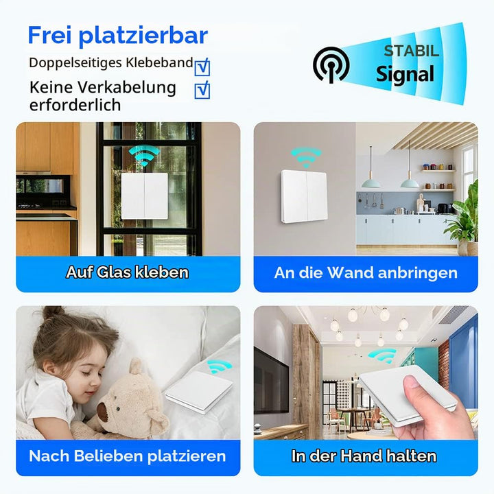 DieseRC Kinetischer Funk Lichtschalter, Wandpaneel 433Mhz RF Sicherheit Funkschalter und 10A Relais