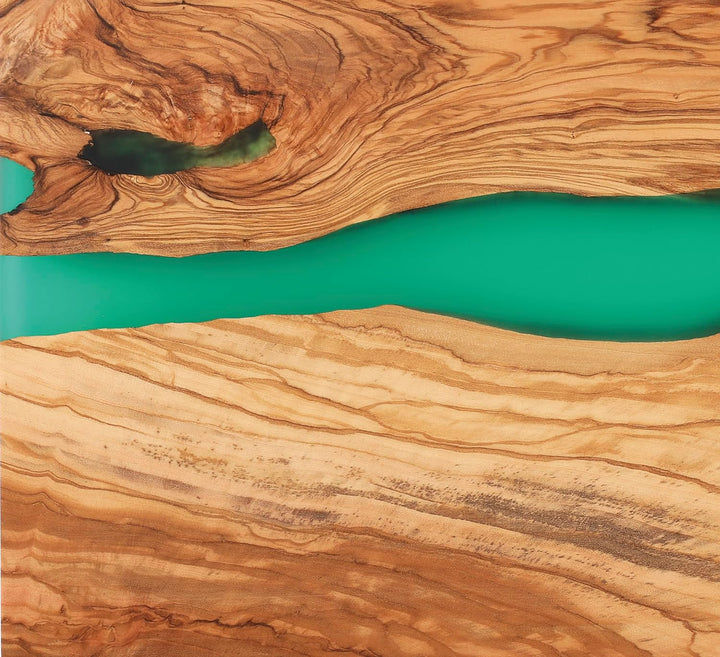 Zassenhaus Servierbrett grün aus Olivenholz & Harz, 45 x 22 x 1,5 cm, handgefertigtes Premium-Brett