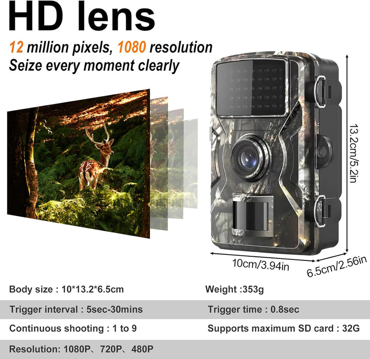 4K Video Wildtierkamera, 60MP Full HD WLAN Wildkamera, Bewegungssensor, Nachtsicht, 0,8s Auslösezeit