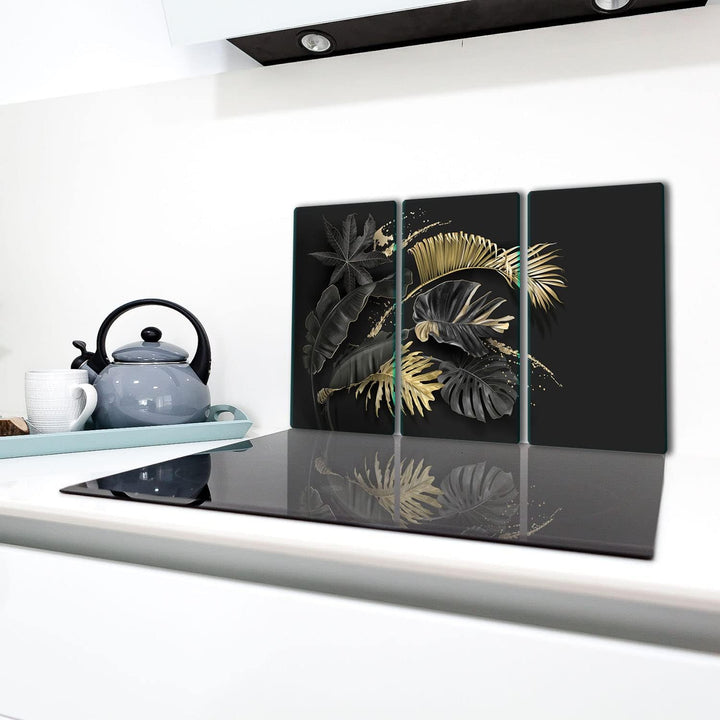 TMK ArtDeko Herdabdeckplatte 3 Teilig 3x30x52 cm - Spritzschutz Herdabdeckung – Herdschutz aus Siche