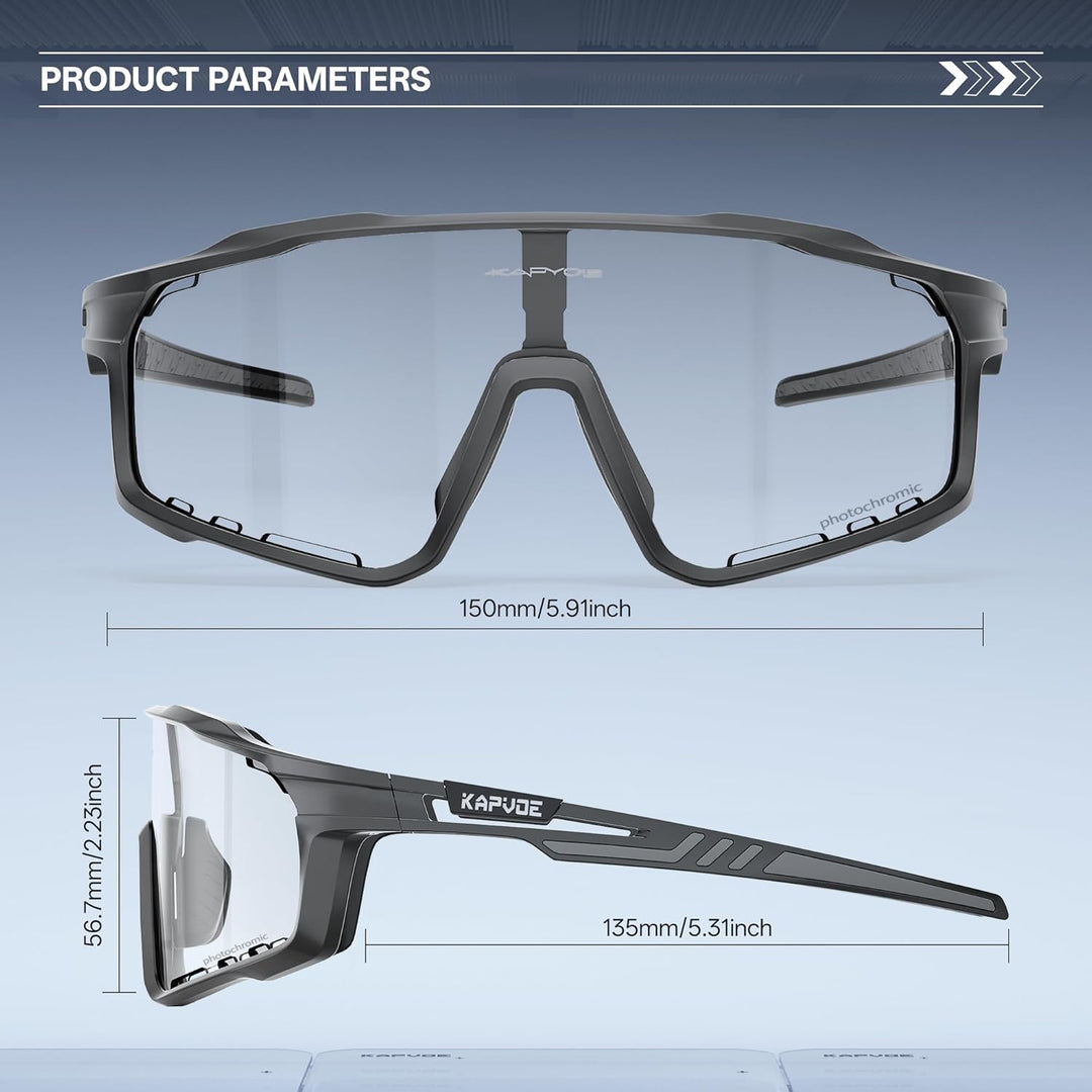 KAPVOE Photochromatische Fahrradbrille MTB Brille Selbsttönend Klar Radbrille Rennrad Sportbrille So