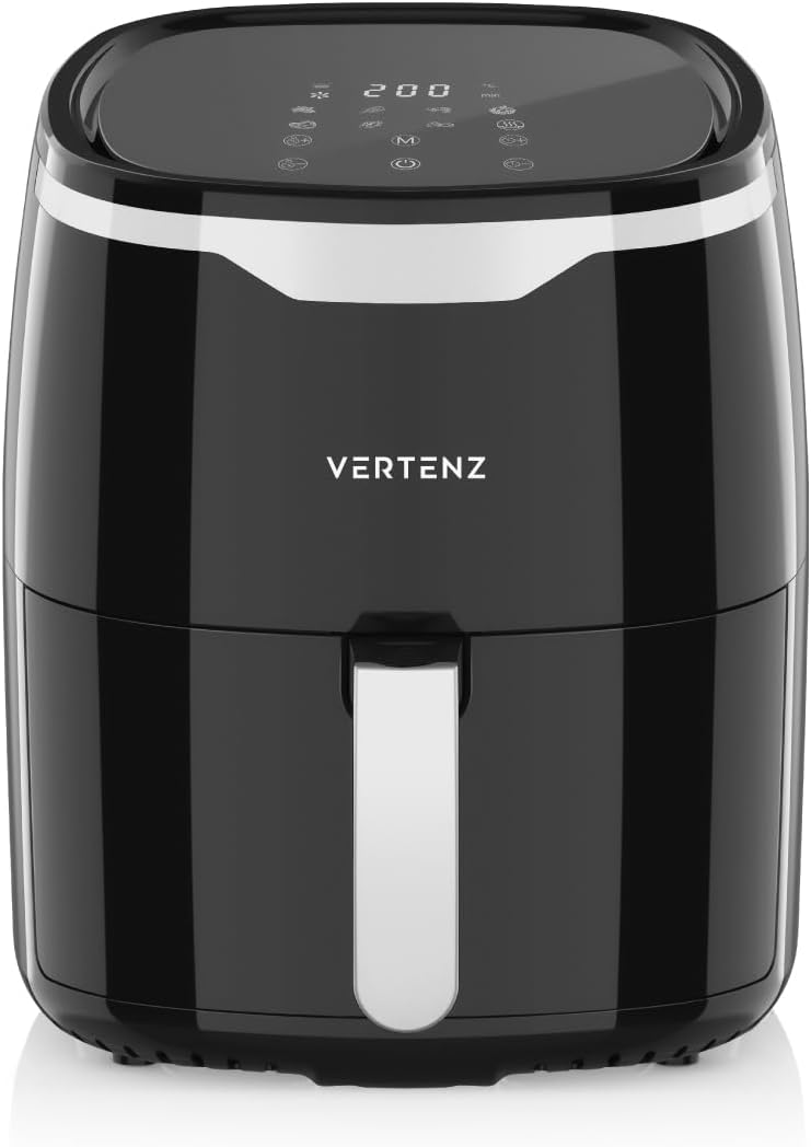VERTENZ Taste 50 | Kompakte Heissluftfritteuse Airfryer XL 5 Liter Fassungsvermögen | 8 Automatische