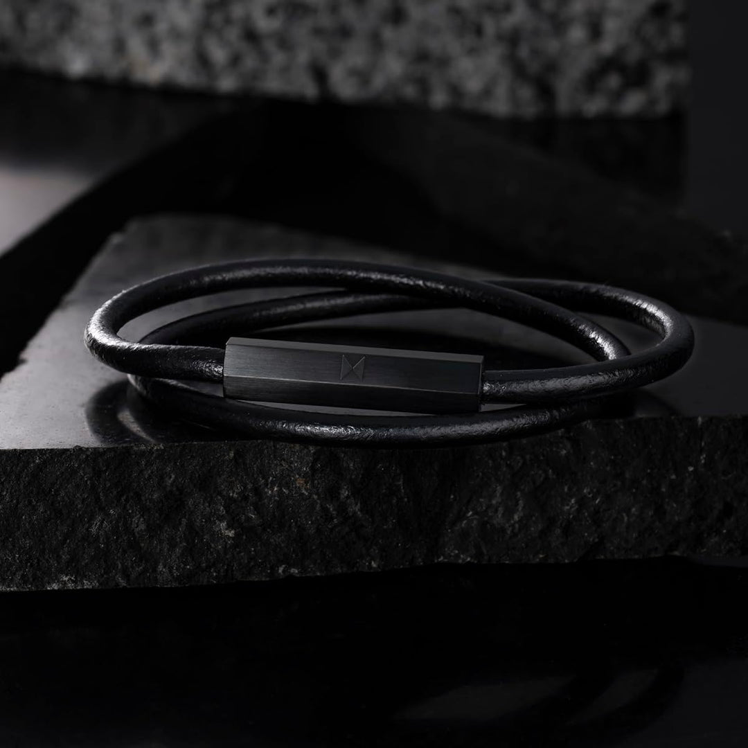 MVMT armband für Herren Kollektion LEATHER WRAP Schwarz - 28200029