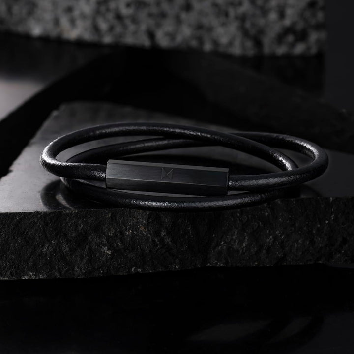 MVMT armband für Herren Kollektion LEATHER WRAP Schwarz - 28200029
