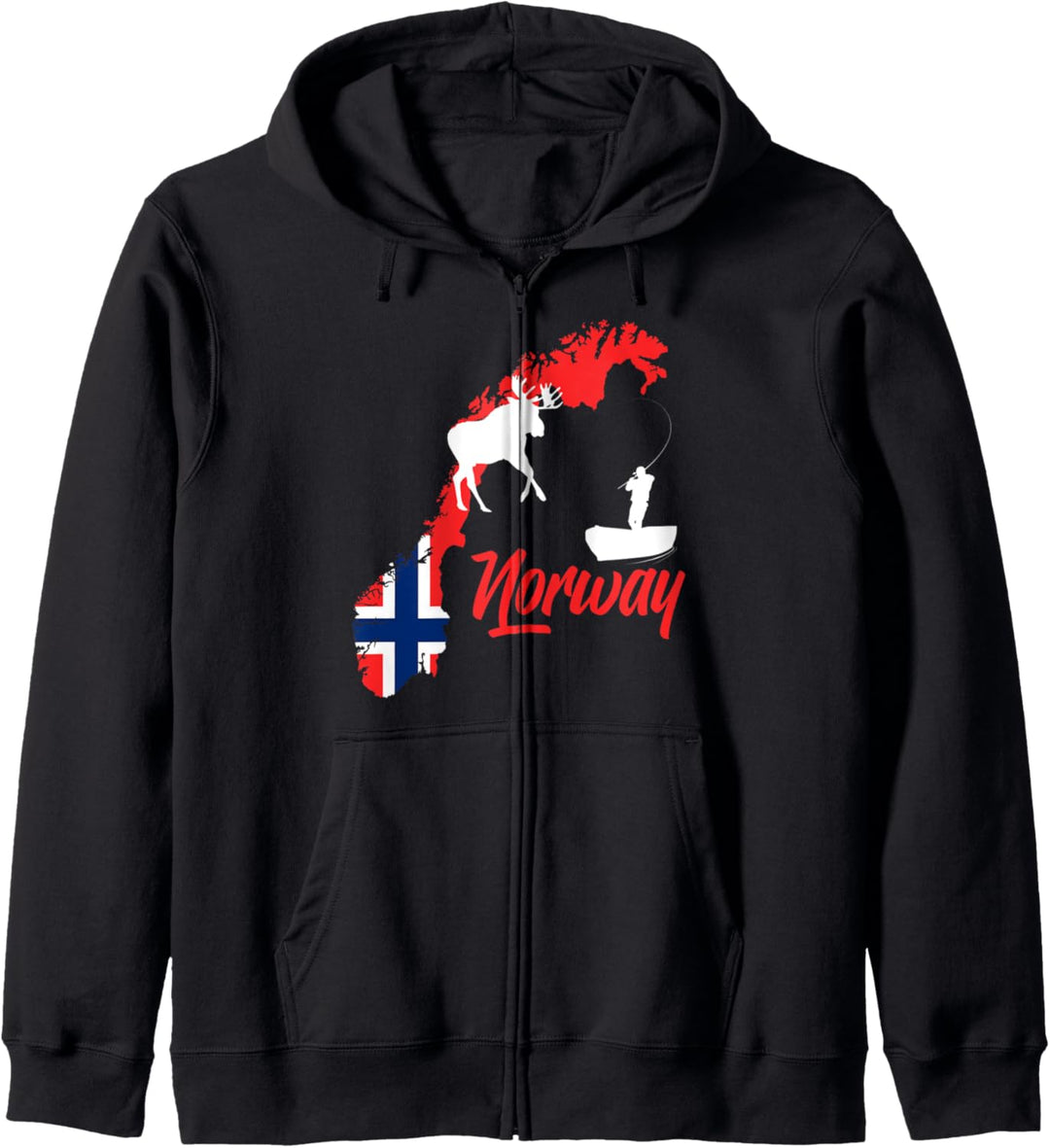 Norwegen Urlaub Norwegen Landkarte Angeln Norwegen Elch Kapuzenjacke