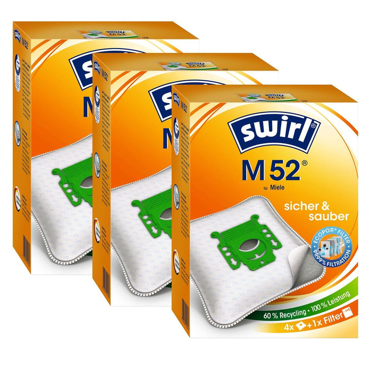 3 x Swirl Staubsaugerbeutel M 52 MicroPor Staubbeutel Microvlies