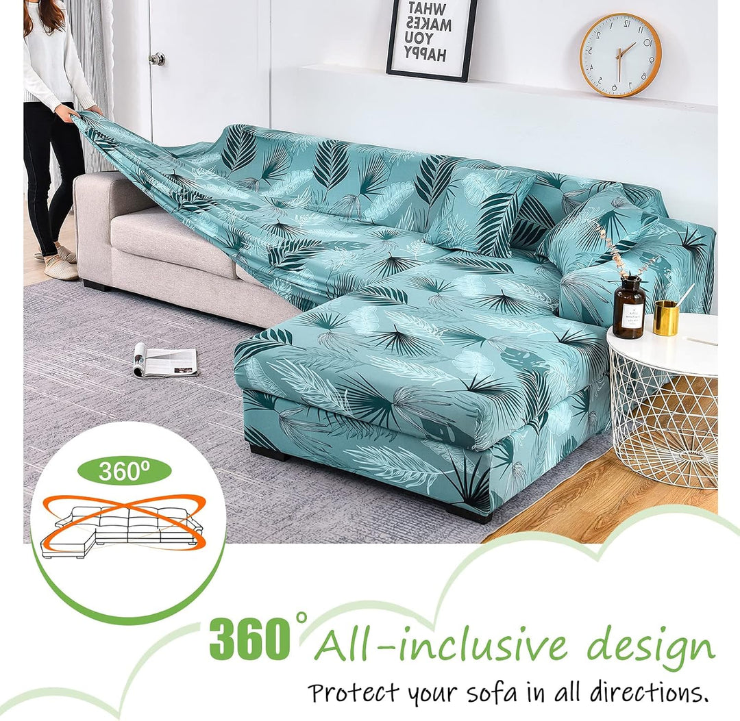 ShowyLive Sofa Überzug Ecksofa L Form Couch Überzug 2er Set Elastische Stretch mit 2 Stück Kissenbez