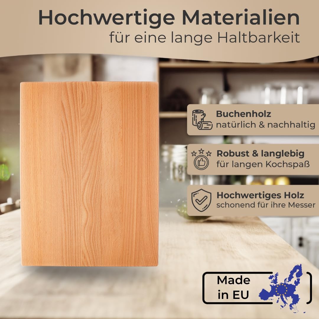 Hackbrett Schneidebrett Made in EU aus Buche 40x30x4 cm Holzbrett Küchenbrett Schneidbett nachhaltig