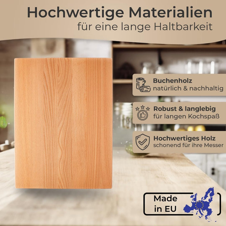Hackbrett Schneidebrett Made in EU aus Buche 40x30x4 cm Holzbrett Küchenbrett Schneidbett nachhaltig