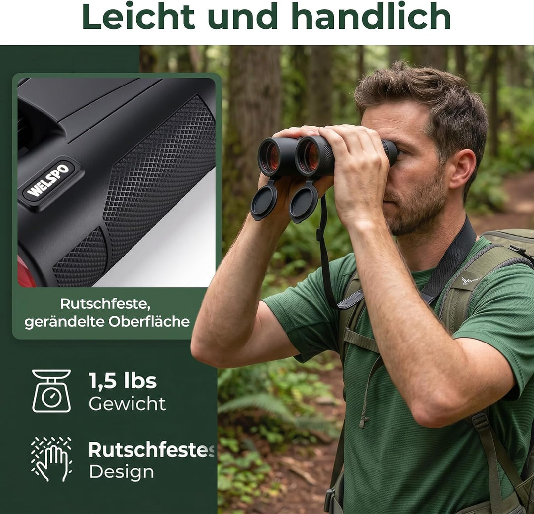 WELSPO Wasserdichtes Fernglas für Vogelbeobachtung, Reisen, Sternbeobachtung und Jagd