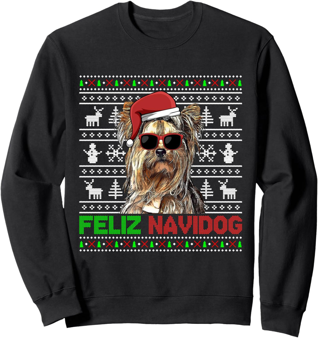 Yorkshire Terrier Hund Feliz Navidog Funny Christmas Sweatshirt