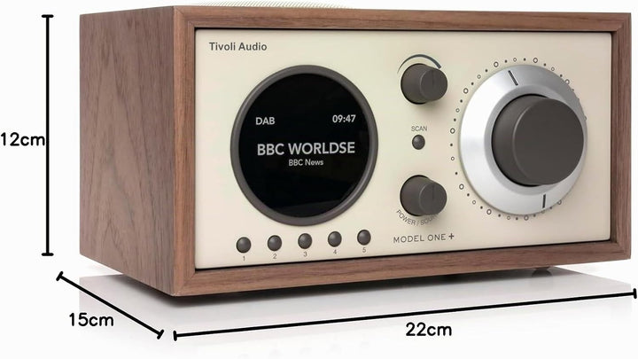 Tivoli Audio Model One+ FM/DAB+ Radio mit Bluetooth und Fernbedienung (Walnuss/Beige) Walnuss /
