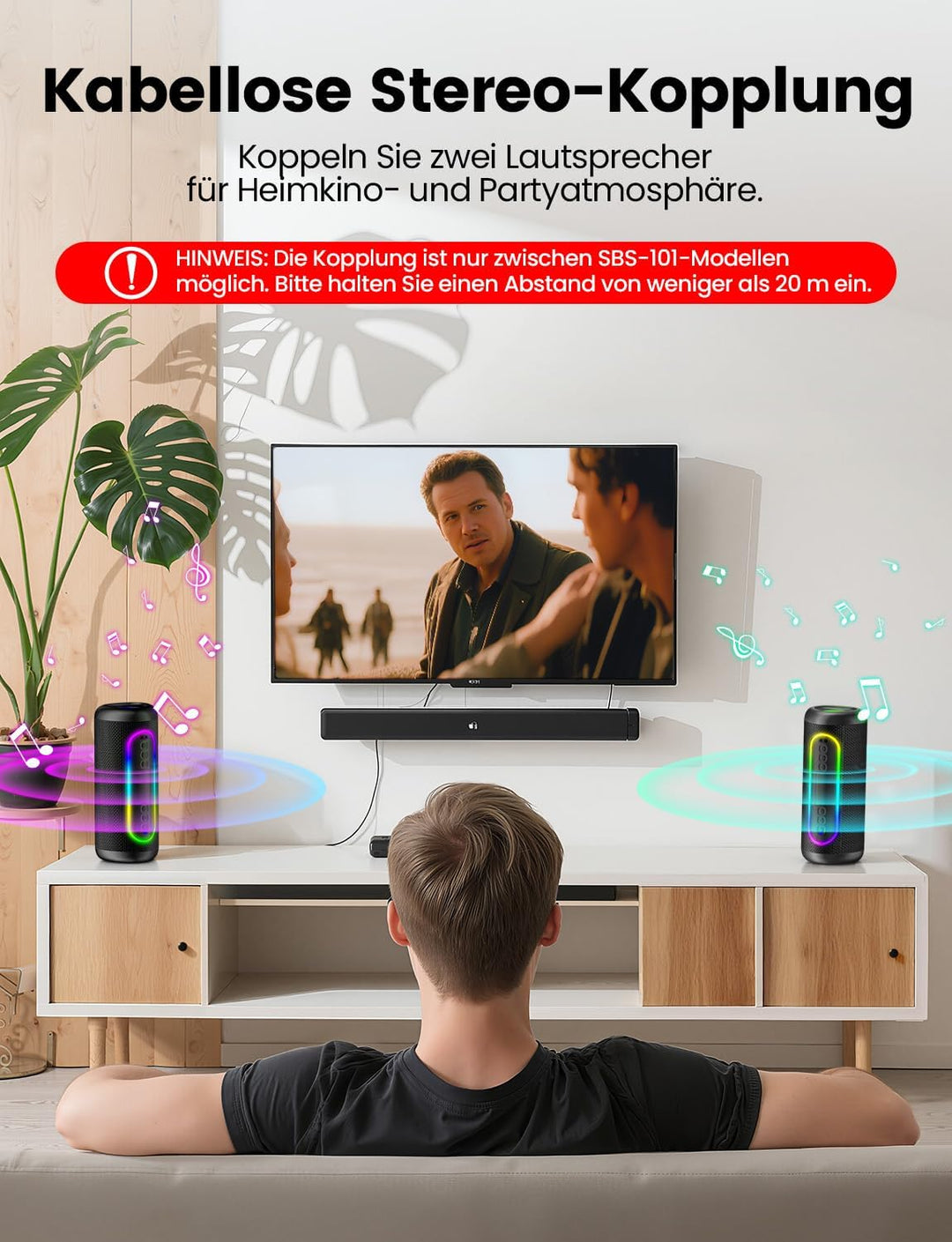 Bluetooth Lautsprecher 30W Dual-Lautsprecher Kräftiger Bass Bluetooth 5.4 IPX5 Wasserdicht 30 Stunde