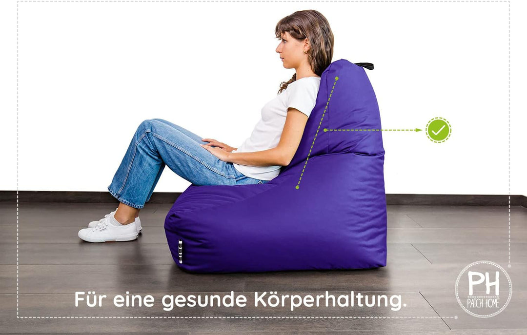 PATCH HOME Sitzsack Sitzkissen Beanbag Premium Lounge Gaming Sessel inkl. Würfel In & Outdoor geeign