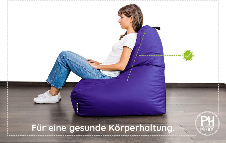 PATCH HOME Sitzsack Sitzkissen Beanbag Premium Lounge Gaming Sessel inkl. Würfel In & Outdoor geeign