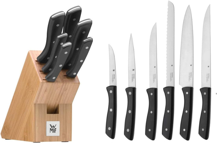 WMF Messerblock mit Messerset 7-teilig, Küchenmesser Set mit Messerhalter, 6 scharfe Messer, Bambus-